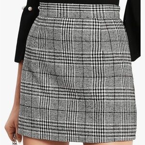 Black and White Plaid Women's Skirt